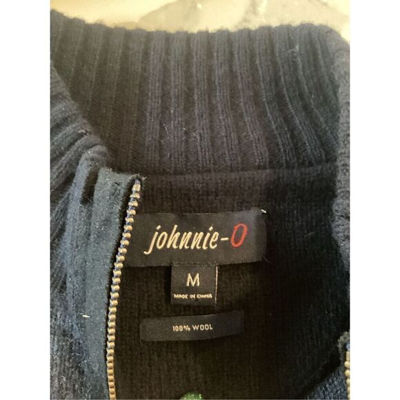 Johnnie-O Hugh 1/4 Zip Hugh 100% Merino Wool Sweater Sz M Navy - Picture 9 of 10